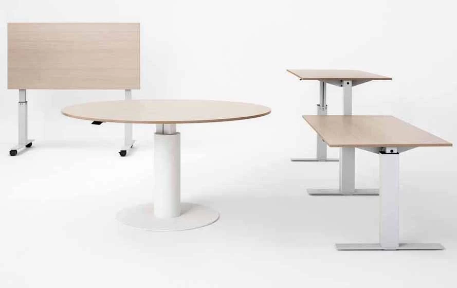 The Follow collection of height-adjustable tables by Mara